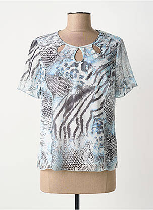Top coupe fluide manches courtes bleu GUY DUBOUIS femme