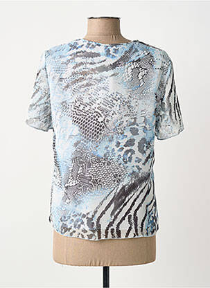 Top tissage crêpe manches courtes bleu GUY DUBOUIS femme