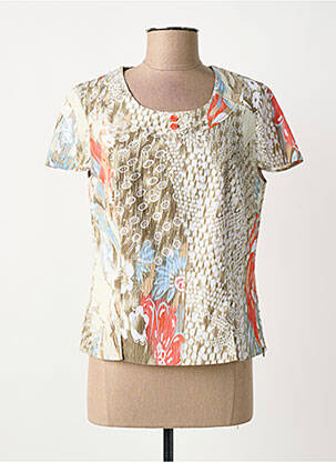 Top tissage crêpe manches courtes gris FRANCE RIVOIRE femme