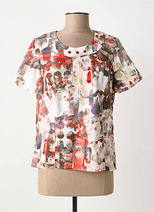 Top imprimé fantaisie manches courtes rouge FRANCE RIVOIRE femme