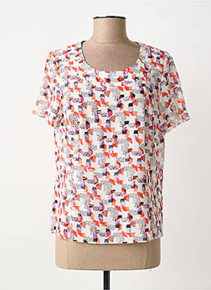 Top tissage crêpe manches courtes orange FRANCE RIVOIRE femme