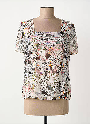 Top col carré manches courtes noir FRANCE RIVOIRE femme