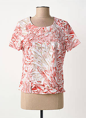Top tissage crêpe manches courtes rouge FRANCE RIVOIRE femme