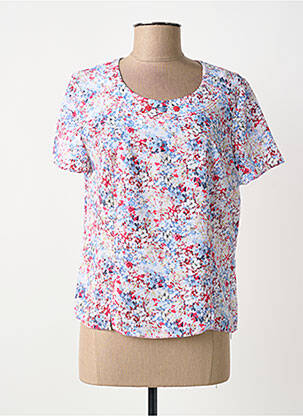 Top tissage crêpe manches courtes bleu FRANCE RIVOIRE femme
