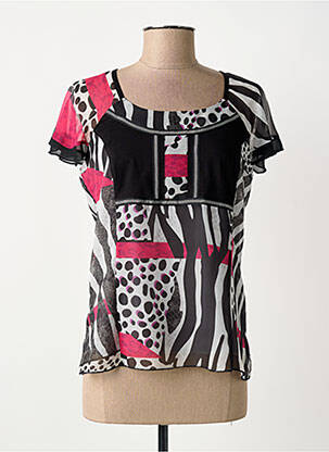 Top tissage crêpe manches courtes noir GUY DUBOUIS femme