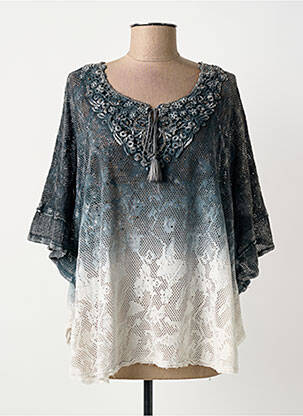 Top col v manches 3/4 gris MERI & ESCA femme