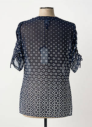 Chemisier tissage crêpe manches courtes bleu GUY DUBOUIS femme