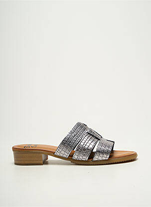 Mules/sabots tissage satiné talon plat jusqu'à 3cm argent STUDIO SCARPE femme