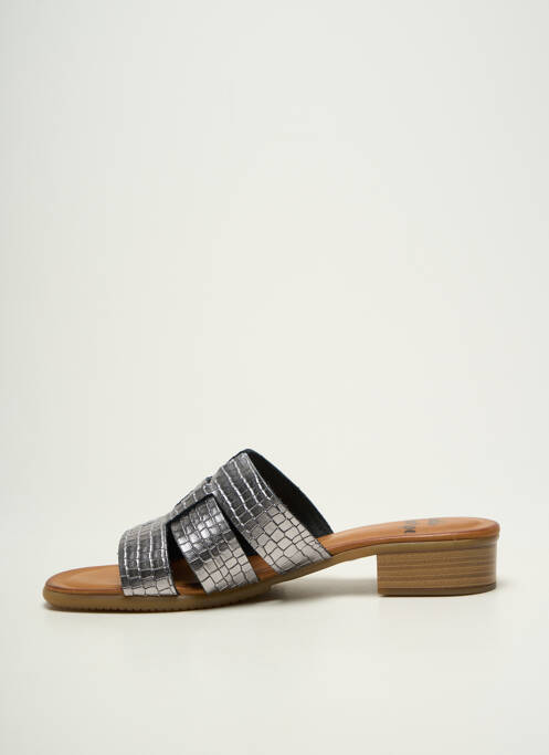 Mules/sabots tissage satiné talon plat jusqu'à 3cm argent STUDIO SCARPE femme