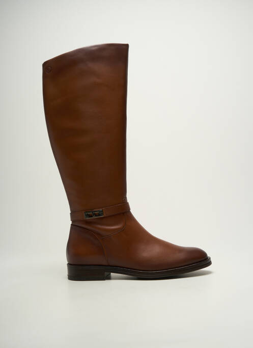 Bottes matière lisse talon plat jusqu'à 3cm marron TAMARIS femme