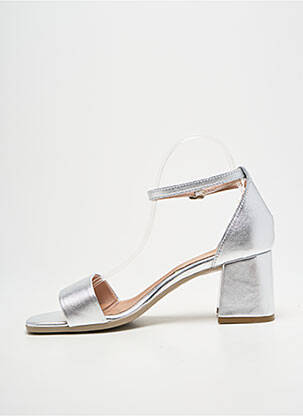 Sandales/nu pieds tissage satiné talon de 4 à 6cm argent METAMORF'OSE femme
