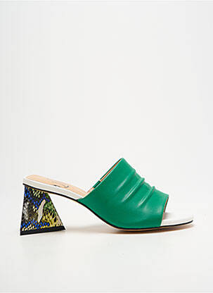 Mules/sabots type de semelle amortissante talon de 7 à 9cm vert METAMORF'OSE femme