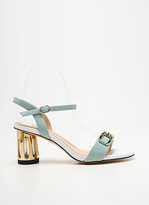Sandales/nu pieds matière lisse talon de 7 à 9cm vert METAMORF'OSE femme