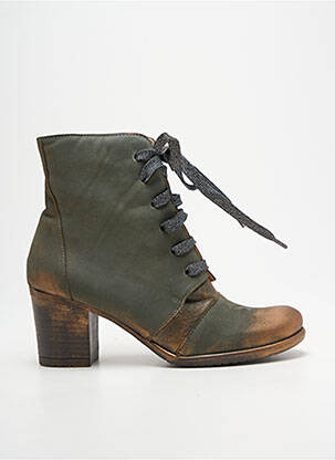 Bottines/boots tissage satiné talon de 7 à 9cm vert PAPUCEI femme