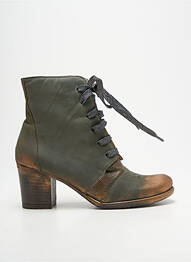 Bottines/boots tissage satiné talon de 7 à 9cm vert PAPUCEI femme