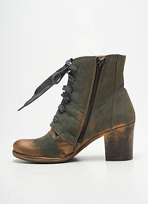 Bottines/boots tissage satiné talon de 7 à 9cm vert PAPUCEI femme