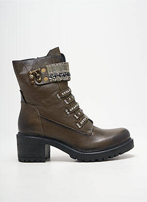 Bottines/boots matière lisse talon de 4 à 6cm vert METAMORF'OSE femme