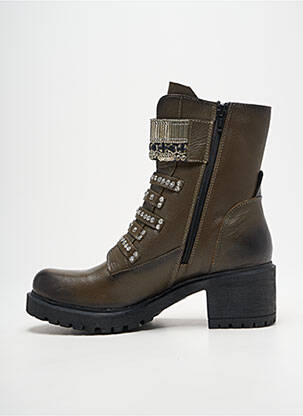 Bottines/boots matière lisse talon de 4 à 6cm vert METAMORF'OSE femme
