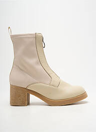 Bottines/boots matière lisse talon de 7 à 9cm beige EMMA femme