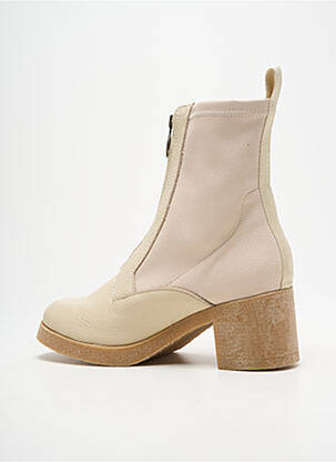 Bottines/boots matière lisse talon de 7 à 9cm beige EMMA femme