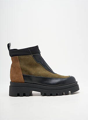 Bottines/boots matière lisse talon de 4 à 6cm vert EMMA femme