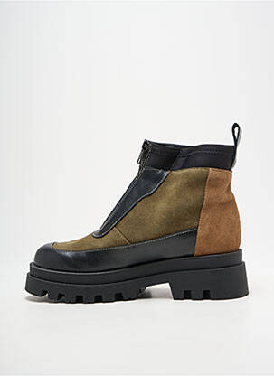 Bottines/boots matière lisse talon de 4 à 6cm vert EMMA femme