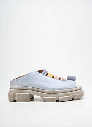 Mules/sabots tissage satiné talon de 4 à 6cm bleu PAPUCEI femme