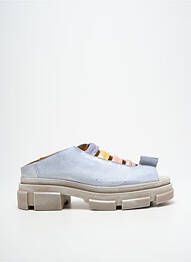 Mules/sabots tissage satiné talon de 4 à 6cm bleu PAPUCEI femme