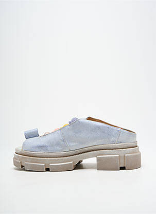 Mules/sabots tissage satiné talon de 4 à 6cm bleu PAPUCEI femme