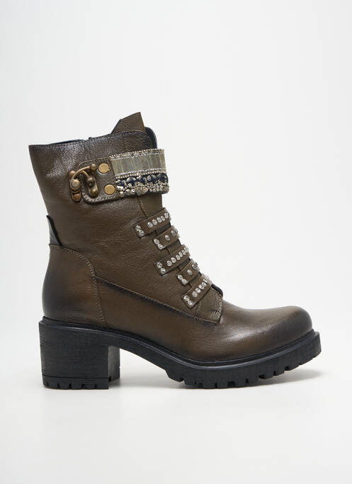 Bottines/boots matière lisse talon de 4 à 6cm vert METAMORF'OSE femme
