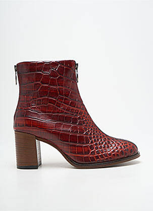 Bottines/boots tissage satiné talon de 7 à 9cm rouge METAMORF'OSE femme