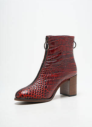 Bottines/boots tissage satiné talon de 7 à 9cm rouge METAMORF'OSE femme
