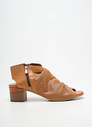 Sandales/nu pieds tissage satiné talon de 4 à 6cm marron METAMORF'OSE femme