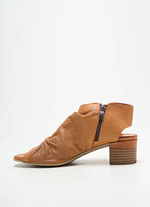 Sandales/nu pieds tissage satiné talon de 4 à 6cm marron METAMORF'OSE femme