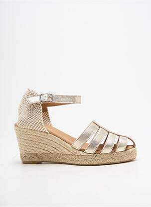 Espadrilles tissage satiné talon de 7 à 9cm or EMMA femme