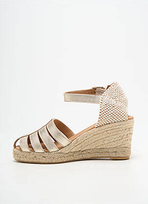 Espadrilles tissage satiné talon de 7 à 9cm or EMMA femme