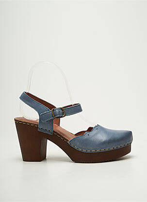 Sandales/nu pieds tissage satiné talon de 7 à 9cm bleu EMMA femme