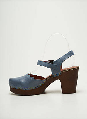 Sandales/nu pieds tissage satiné talon de 7 à 9cm bleu EMMA femme