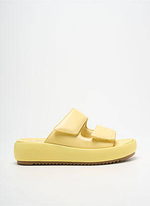 Mules/sabots tissage satiné talon de 4 à 6cm jaune TAMARIS femme