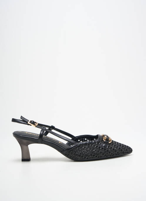 Sandales/nu pieds tissage satiné talon de 4 à 6cm noir TAMARIS femme