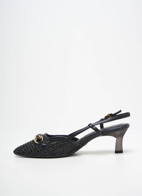 Sandales/nu pieds tissage satiné talon de 4 à 6cm noir TAMARIS femme