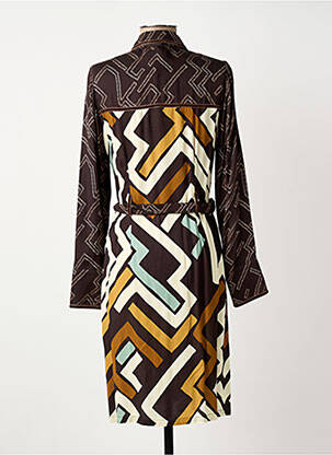 Robe mi-longue imprimé fantaisie manches longues marron MERI & ESCA femme