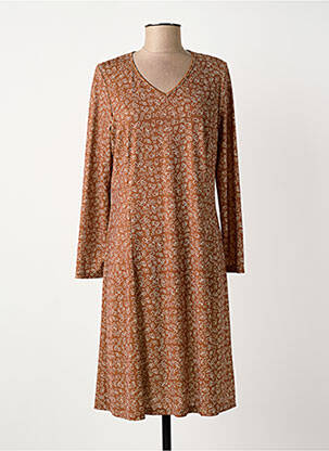 Robe mi-longue imprimé fantaisie manches longues marron MERI & ESCA femme