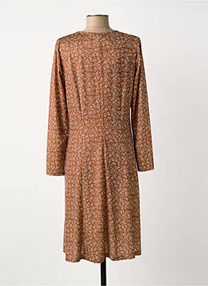 Robe mi-longue imprimé fantaisie manches longues marron MERI & ESCA femme