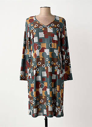 Robe mi-longue imprimé fantaisie manches longues bleu MERI & ESCA femme