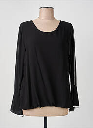 Blouse légère et transparente manches longues noir COULEURS DU TEMPS femme