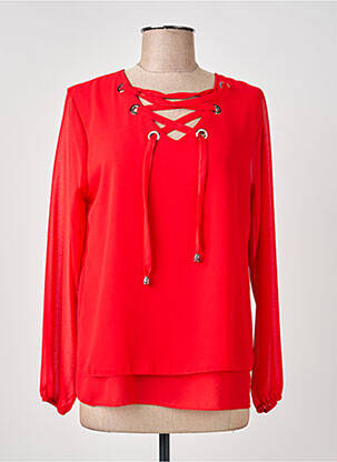 Blouse légère et transparente manches longues rouge COULEURS DU TEMPS femme