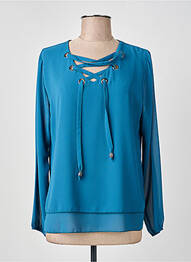 Blouse légère et transparente manches longues bleu COULEURS DU TEMPS femme