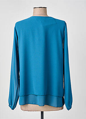 Blouse légère et transparente manches longues bleu COULEURS DU TEMPS femme