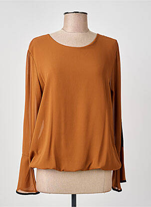 Blouse col rond manches longues marron COULEURS DU TEMPS femme